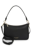 Kate Spade Hudson Pebbled Leather Medium Convertible Crossbody In Black