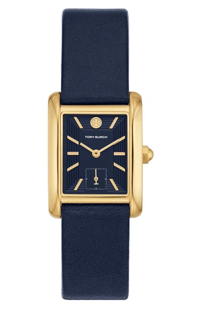 Tory Burch Women's Eleanor Goldtone & Leather Strap Watch In Blue