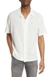 Allsaints Mattole Relaxed Fit Crepe Short Sleeve Button-up Camp Shirt In Cloud White