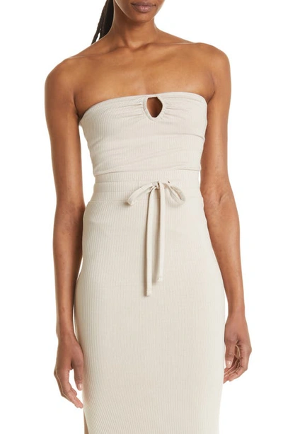 The Range Alloy Cutout Detail Rib Strapless Top In Limestone