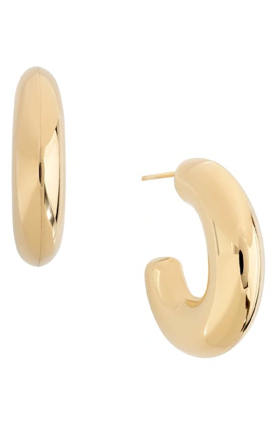 Shashi Machina Tubular Huggie Hoop Earrings In 18k Gold Plated