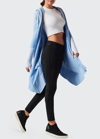 Blanc Noir Huntress Hooded Open-front Cardigan In Forever Blue