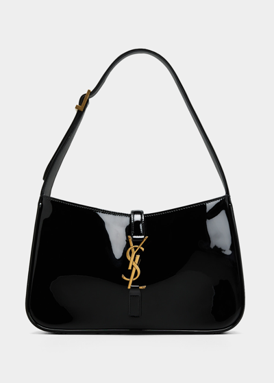 Saint Laurent Ysl Soft Leather Hobo Shoulder Bag In Black