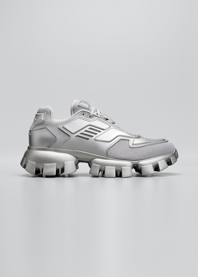 Prada Men's Cloudbust Thunder Lug-sole Trainer Sneakers In Argento