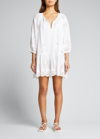 Melissa Odabash Ashley Eyelet Detail Cotton Cover-up Tunic In Blue