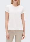 Lafayette 148 Modern Short-sleeve Cotton Jersey Tee In White