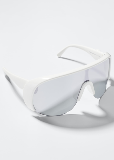 Moncler Mirrored Injection Plastic Shield Sunglasses In Whto/smkmr