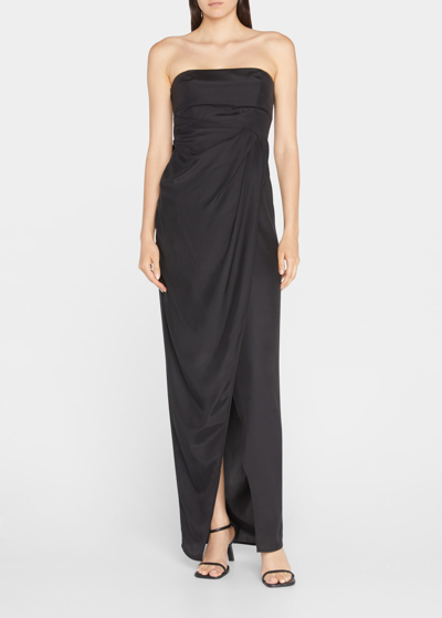 Gauge81 Lica Silk Draped Strapless Maxi Dress In Black