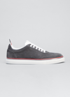 Thom Browne Men's Field Shoe Kid Suede Low-top Sneakers In Grey