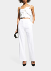 Milly Lennon Flare-leg Linen Pants In White