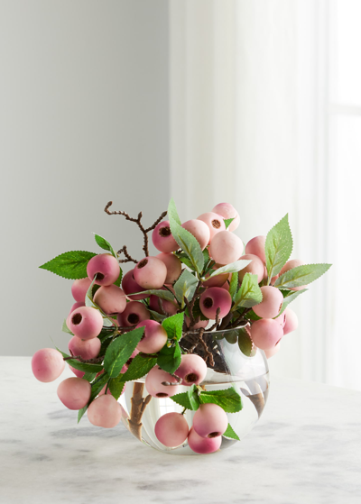 Exclusive Balausta Berries 8" Faux Floral Arrangement In Glass Bowl