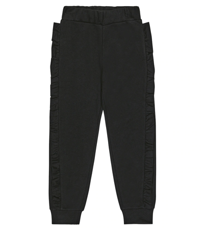 Balmain Kids' Ruffle-trimmed Jersey Sweatpants In 930bc-nero/bianco