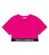 Dolce & Gabbana Little Girl's & Girl's Logo Tape Cropped T-shirt In Plum