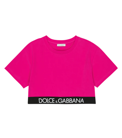 Dolce & Gabbana Kids' Logo Cotton-blend T-shirt In Pink