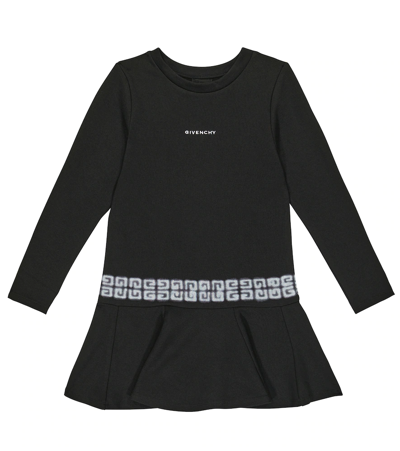 Givenchy Cotton Jersey Dress With Logo And 4g Print Kids Girl In Black