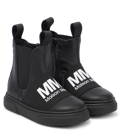 Mm6 Maison Margiela Kids' Logo-print Detail Ankle Boots In Black