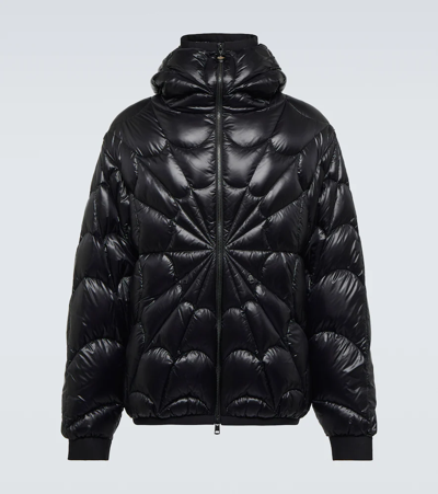 Moncler X Marvel Black Violier Spider-man Hooded Quilted Jacket In 0