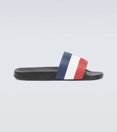 Moncler Basile Black Rubber Sliders In White