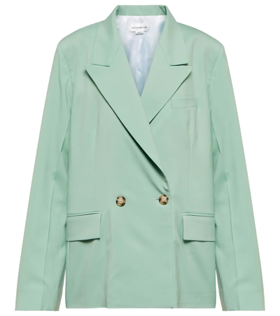 Victoria Beckham Double-breasted Lightweight Blazer Jacket In Green