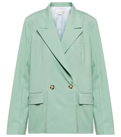 Victoria Beckham Double-breasted Lightweight Blazer Jacket In Mint