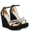 Jimmy Choo Women's Bing Embellished Wedge Sandals In Black/crystal
