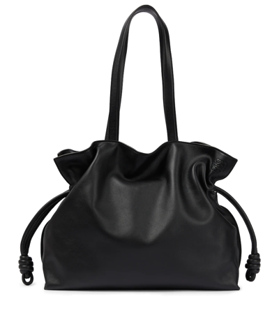 Loewe Flamenco Drawstring Leather Shoulder Bag In Black