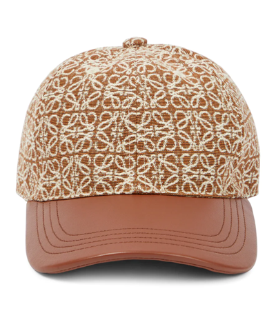 Loewe Anagram Jacquard Cap In Tan Brown