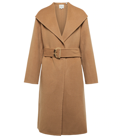 Vince Belted Single-breasted Coat In Almond