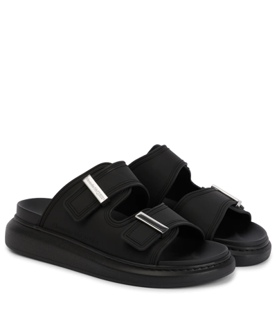 Alexander Mcqueen Leather Slides In Black