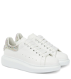 Alexander Mcqueen Crystal-embellished Leather Exaggerated-sole Sneakers In White