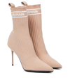 Balmain Skye Logo-jacquard Stretch-knit Sock Boots In Pink