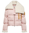 Moncler Genius + Jw Anderson Penygarder Shearling-trimmed Quilted Denim Down Jacket In Pink