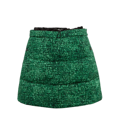 Moncler Genius + Jw Anderson Quilted Printed Cotton-twill Down Mini Skirt In Green
