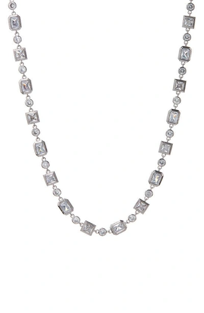 Luv Aj Bezel Crystal Statement Necklace In Silver