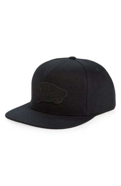 Vans Embroidered Tonal Logo Snapback Cotton Baseball Cap In Black / Black