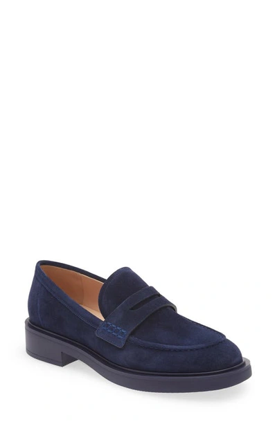Gianvito Rossi Harris Suede Loafers In Navy