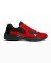 Prada America's Cup Low-top Sneakers In Nero Rosso