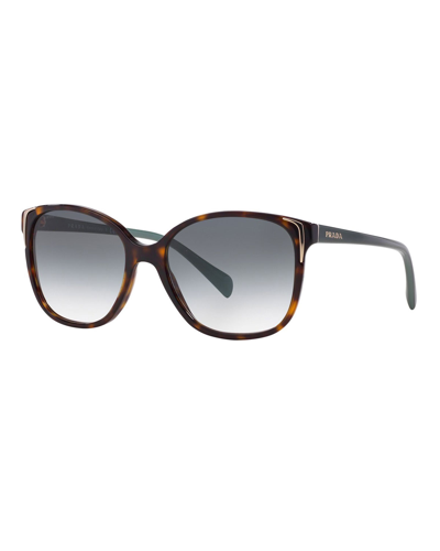 Prada Square Gradient Arrow-edge Sunglasses In Havana/green