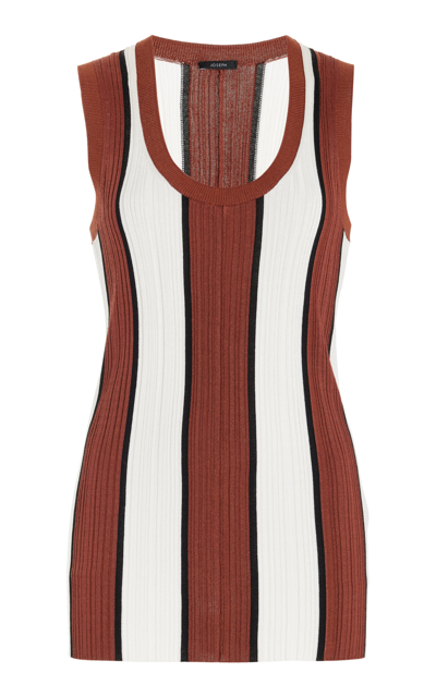 Joseph Women's Striped Rib-knit Tank Top In Chestnut Combo