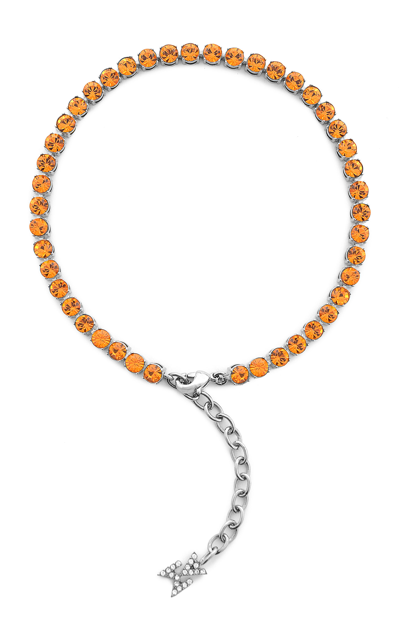 Amina Muaddi Crystal Tennis Anklet In Orange