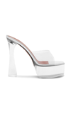 Amina Muaddi Dalida Glass Pvc Platform Mules In Clear