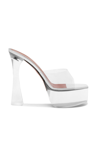 Amina Muaddi Transparent Dalida Glass 140 Heeled Sandals