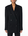 Amiri Double-breasted Cotton Blazer In Black