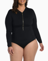 Shop La Blanca Plus Size Island Goddess Shirred Paddlesuit In Black