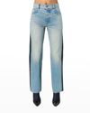 Amiri Mixed-media Straight-leg Ankle Jeans In Vintage In