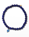 SYDNEY EVAN MEN'S HAMSA CHARM LAPIS BEADED BRACELET W/ DIAMOND