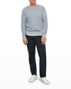 Vince Men's Plaited Linen Crew Sweater In Dk H Lucent Blue