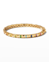 HARWELL GODFREY YELLOW GOLD RAINBOW SAPPHIRE PYRAMID BANGLE