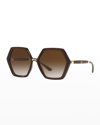 Dolce & Gabbana Hexagon Acetate Sunglasses In Trans Brown