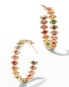 Sydney Evan Women's 14k Yellow Gold & Rainbow Stone Medium Evil Eye Hoops
